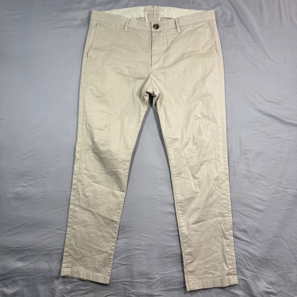 Proper Cloth Cotton Twill Chinos Pants Mens 37x29 Beige Duca Visconti Stretch